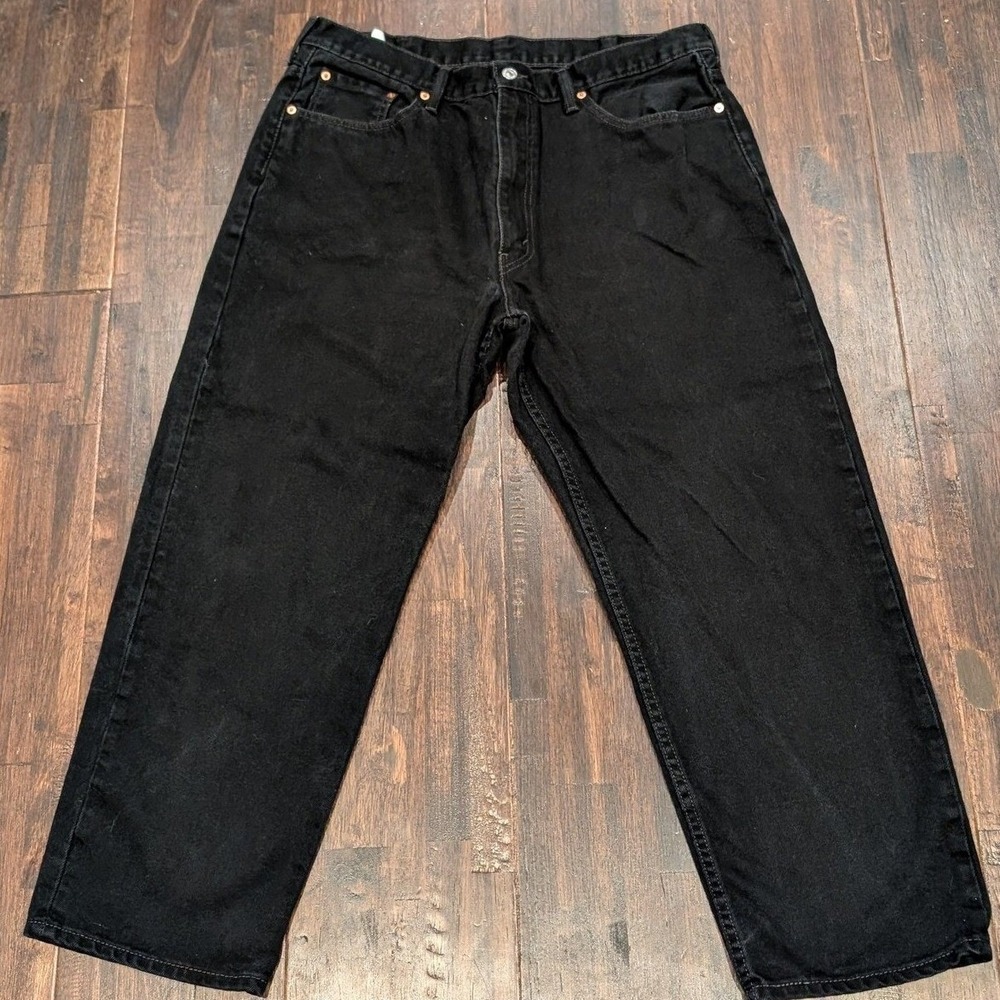 Levis 550 Jeans Mens 40x30 Fits 38x28 Black Denim Relaxed Tapered Leg High Rise